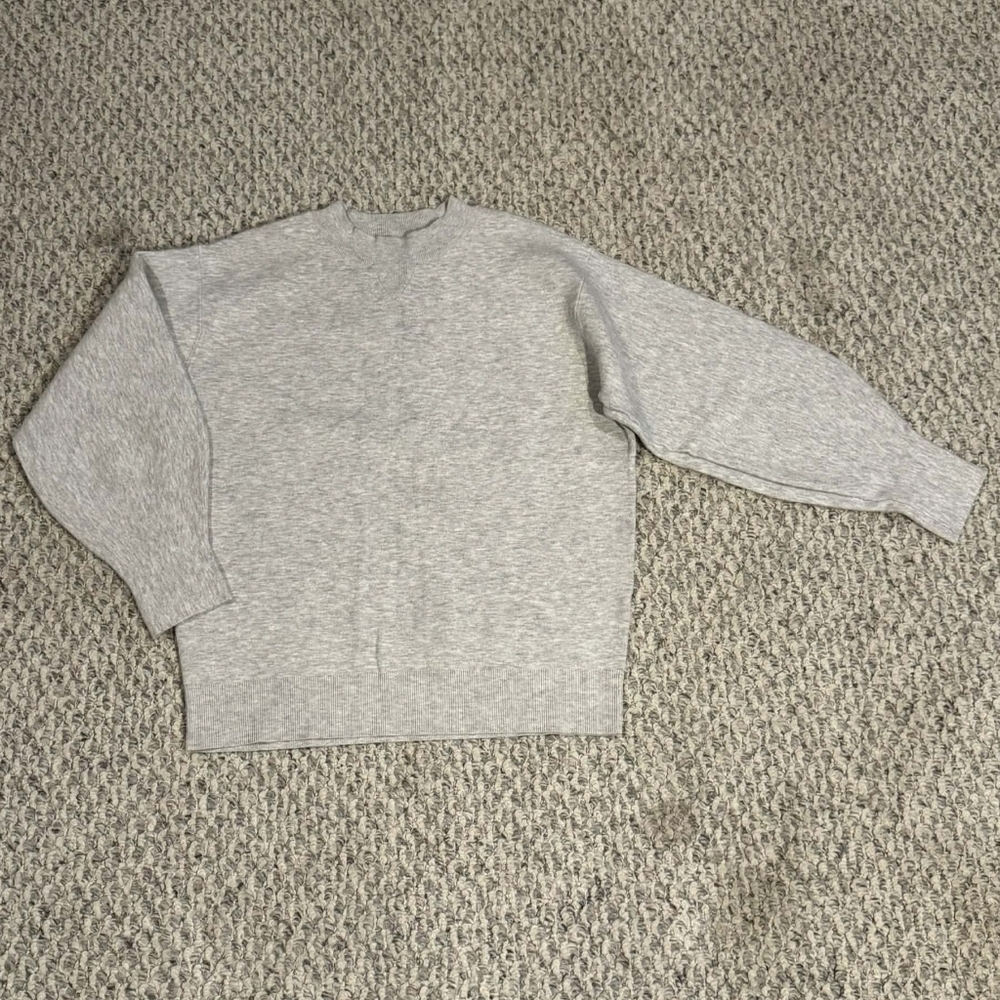 Banana Republic Puff-Sleeve Heather Light Grey Sweater Top Women's Medium M EUC